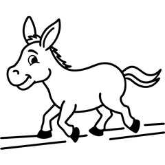 Running Donkey Cartoon Art vector illustration