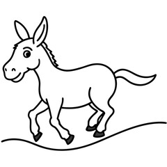 Running Donkey Cartoon Art vector illustration