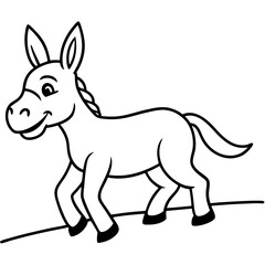 Fototapeta premium Running Donkey Cartoon Art vector illustration