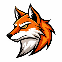 Modern Fox Head Logo Bold Black & White Silhouette with Orange Accents art vector illustration