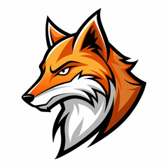 Obraz premium Modern Fox Head Logo Bold Black & White Silhouette with Orange Accents art vector illustration