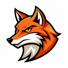 Modern Fox Head Logo Bold Black & White Silhouette with Orange Accents art vector illustration