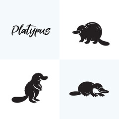 Platypus silhouette  set