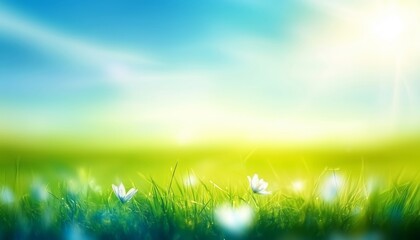 Fototapeta premium A Serene Landscape of Blooms Under a Clear Blue Sky