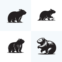 Wombat set of silhouettes