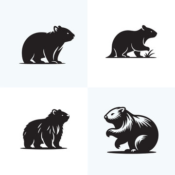 Wombat set of silhouettes