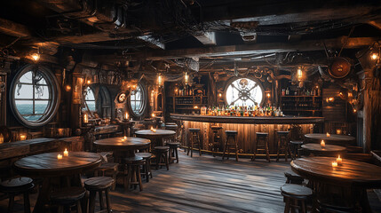 pirate bar, bar, elegant bar, restaurant, classic bar, luxury, gorgeous,  
