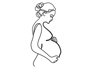  Hand drawn Pregnancy minimalist line art illustration vector