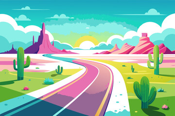 Desert Pathway art vector illustration