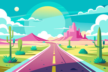 Obraz premium Desert Pathway art vector illustration