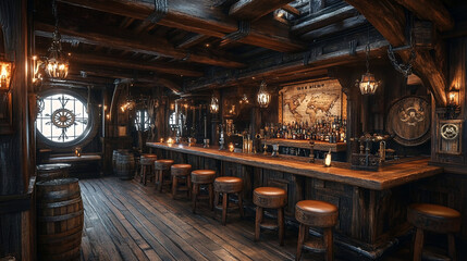 Obraz premium pirate bar, bar, elegant bar, restaurant, classic bar, luxury, gorgeous, 