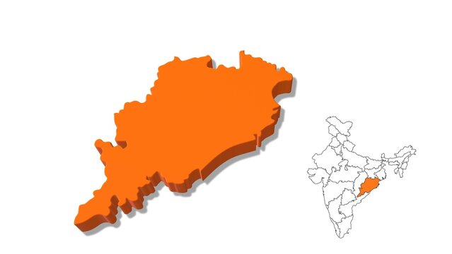 India Map Showing Odisha State in Detail