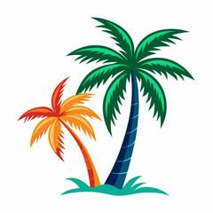 Tropical Palm Tree Tee Print Design on White art vector illustration