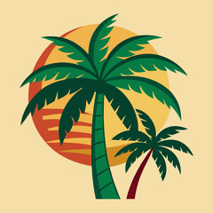 Tropical Palm Tree Tee Print Design on White art vector illustration