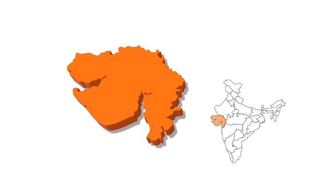 India Map Showing Gujarat State in Detail