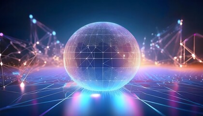 Obraz premium Illustration of the world in a blue theme showing the concept of hologram technology from AI.