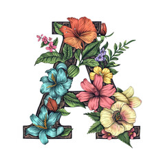 Floral Letter A Design.