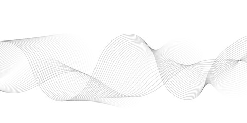 Abstract grey, white smooth element swoosh speed wave modern stream background. Wave with lines created using blend tool. Abstract frequency sound wave lines and twisted curve lines background.	
