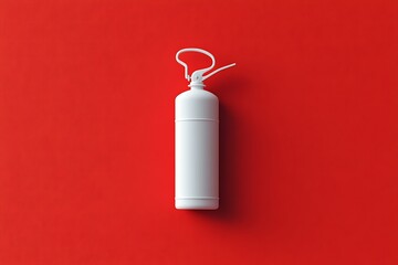 Obraz premium A white fire extinguisher against a red background.