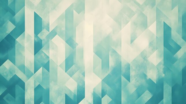 A visually striking abstract background featuring geometric shapes and a soft blue-green color palette. 