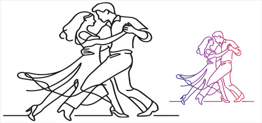 Couple dancing ballroom dance, vector