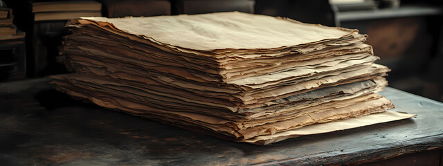 Antique Parchment on Wooden Desk