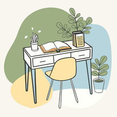 Charming and Cozy Study Space with a Formal, Minimalist Aesthetic