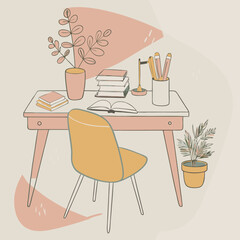 Charming and Cozy Study Space with a Formal, Minimalist Aesthetic