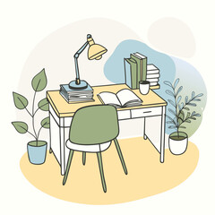 Charming and Cozy Study Space with a Formal, Minimalist Aesthetic