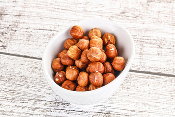 Heap of raw natural hazelnut
