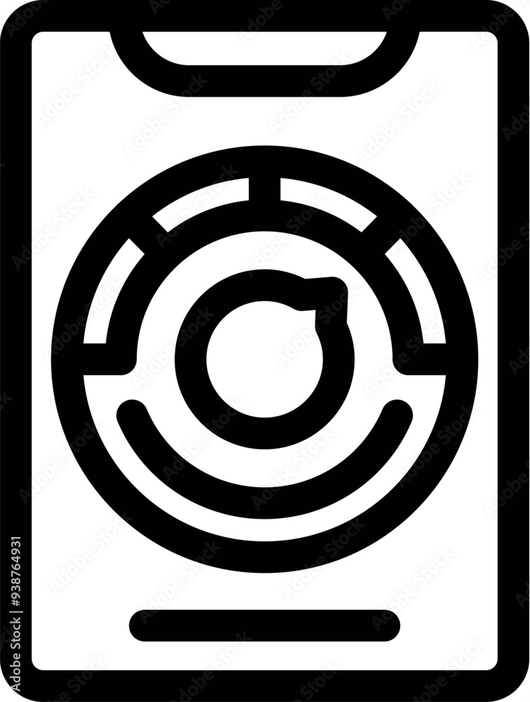Poster minimalist icon of a smartphone with a loading symbol on the screen