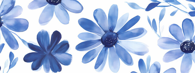 Fototapeta premium Modern Watercolor Blue Daisies
