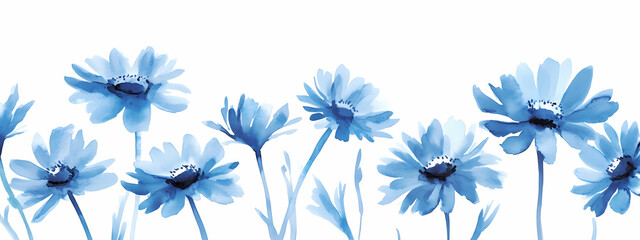 Obraz premium Modern Watercolor Blue Daisies