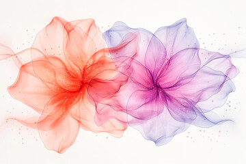 Obraz premium Abstract background featuring two colorful transparent flowers with glitter