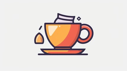 Design an icon showing a cup of tea with a teabag, highlighting relaxation and beverage preparation.