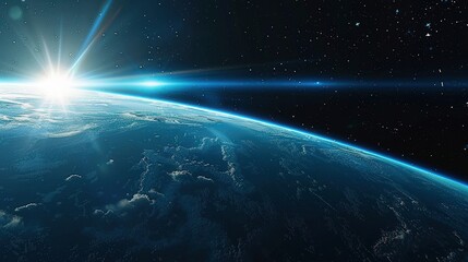 image of the horizon with an artistic interpretation of cosmic elements, blending the edge with fantastical space phenomena.