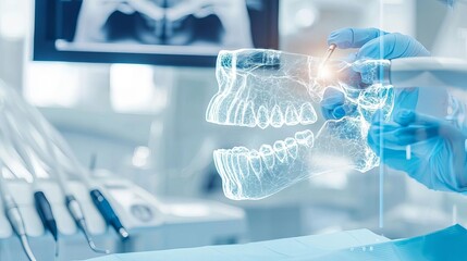 A dental implant procedure being performed with the help of computer-guided technology, emphasizing the precision and innovation in modern dentistry