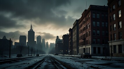 Fototapeta premium Winter Dusk in the City