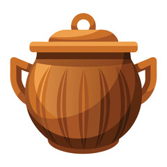 Illustration of Wooden Pot with Handles