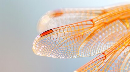 Close-up of dragonfly wings showing intricate veins and patterns.