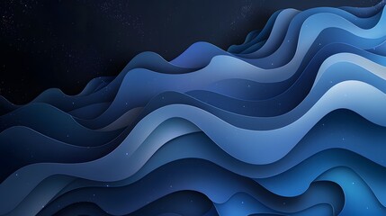 Abstract layered blue wave pattern with fluid, flowing curves and gradients, creating a dynamic and modern design.