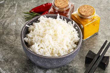 Steamed Basmati rice in the bowl