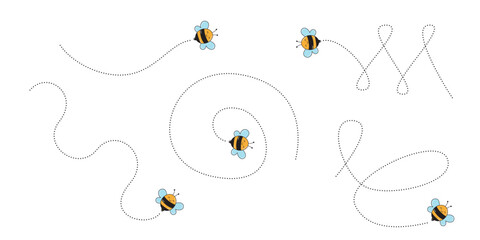 A Delightful Dance of Bees. Intricate Flight Paths Weaving Loops, Swirls, and Hearts in the Air