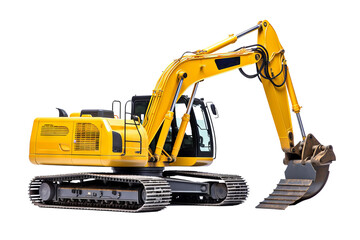 Heavy-Duty Excavator Machinery Isolated on Transparent Background for Construction and Industrial Design Projects