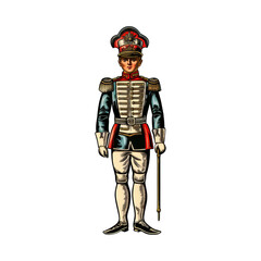 Obraz premium Illustration of a Man in a Military Uniform.