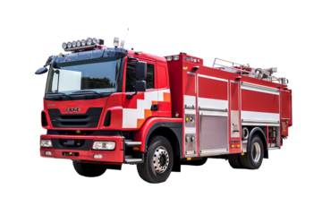 Fire engine on transparent background for emergency services design projects and fire safety awareness campaigns in high-resolution PNG format