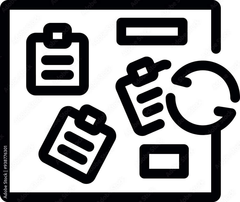 Poster kanban board is being used to track tasks and progress in an agile development process