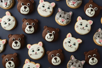 Image of chocolate cookies are shaped like various animals