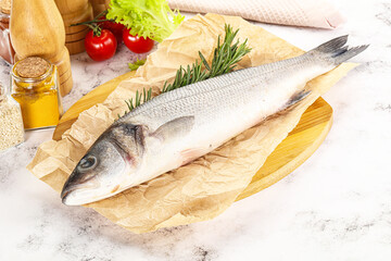 Raw seabass fish for cooking