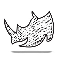 rhino icon vector engraving style hand drawn element black and white